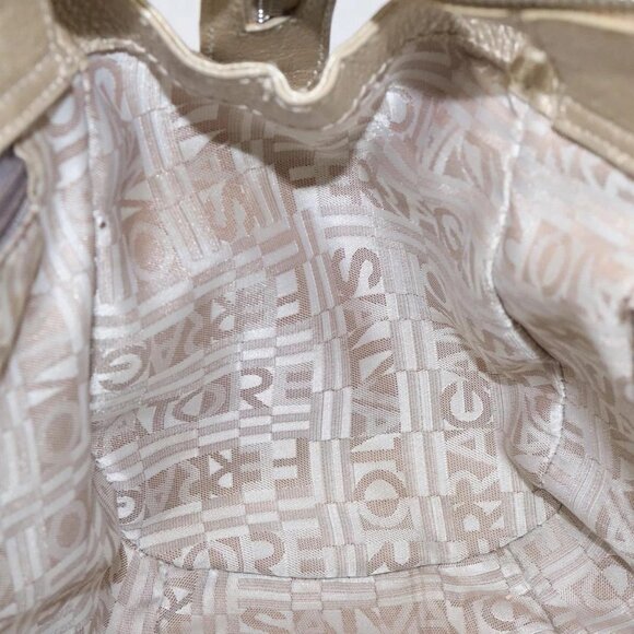 Salvatore Ferragamo Gancini Hand Bag Leather Gold Auth am7952 - Picture 12 of 16